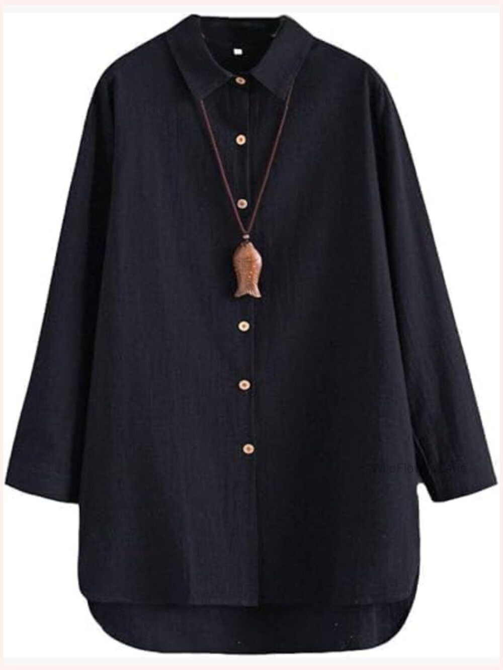 Cotton Hi Low Button Down Shirt Tunic Blouse
